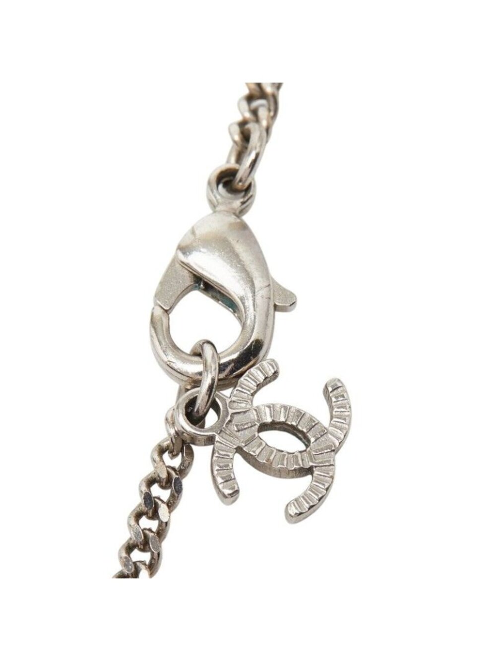 Chanel CC Logo Pearl Tweed Silver Black Blue Metal - Picture 4 of 7